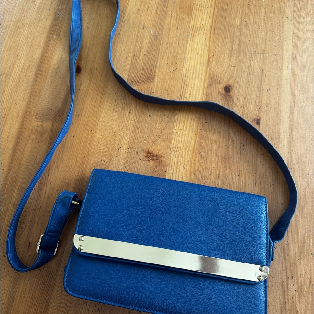 Royal Blue Crossbody Bag with Metallic Detail